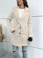 Contrast Button Up Lapel Collar Long Sleeve Coat - Image #8