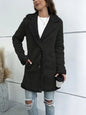 Contrast Button Up Lapel Collar Long Sleeve Coat - Image #4