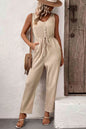 Textured Sleeveless Jumpsuit with Pockets - Image #1